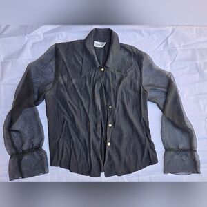 True light - women’s a sheer long sleeve - lightweight shirt - black - USA -Sz L